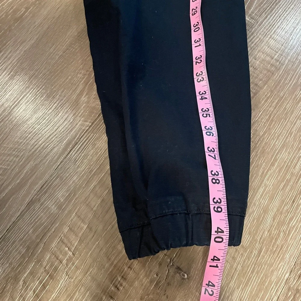 True Religion Mens Cargo Jogger Pants Medium Black Cotton Ripstop Graphic Logo